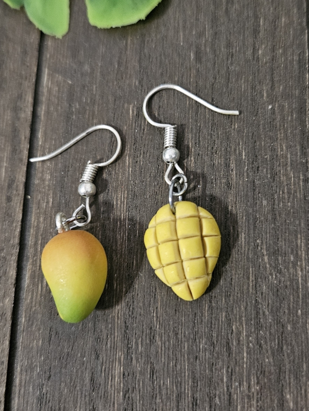 Handmade Mango Clay Earrings, Realistic Polymer Clay, Foodie Gift